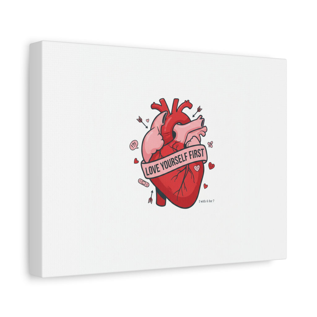 Love Yourself First Canvas, Hearts-with-a-Twist, Anti-Valentine Art