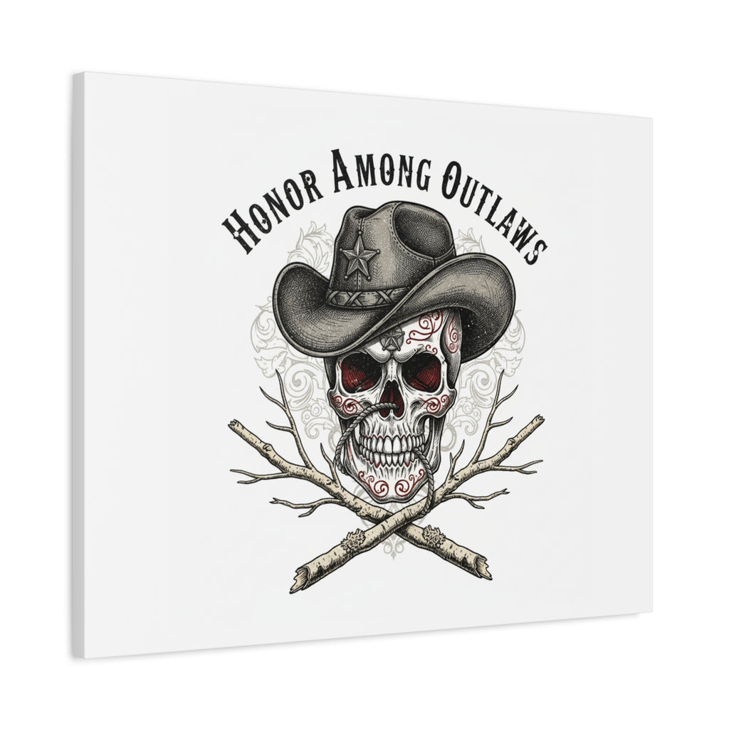 Honor Among Outlaws Canvas | Western Skull Art, Gothic Americana Desert Noir