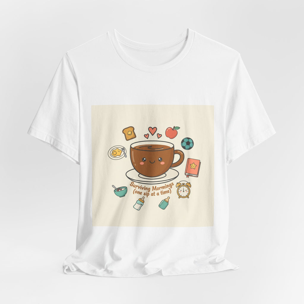 Morning Chaos Coffee & Kids Tee | mom life tee, tired parent shirt
