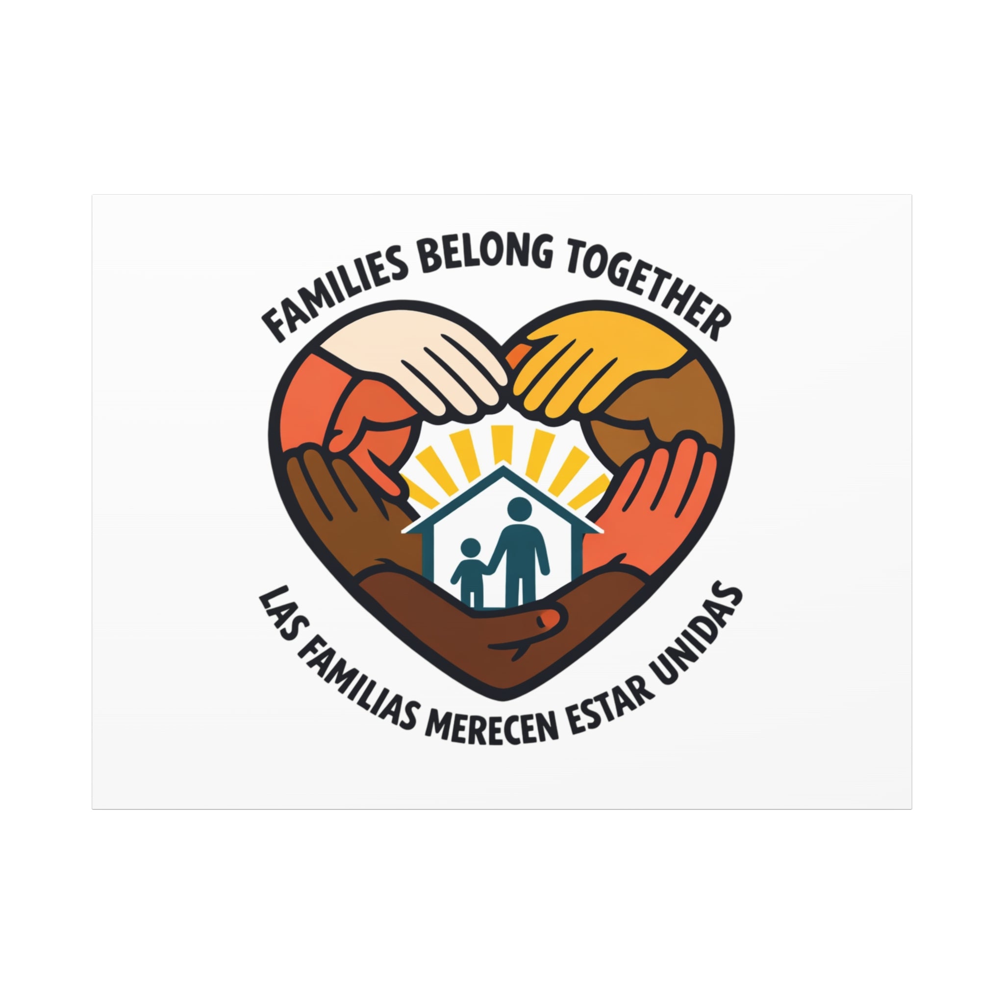 Families Belong Together Canvas, family unity solidarity, bilingual inclusive decor