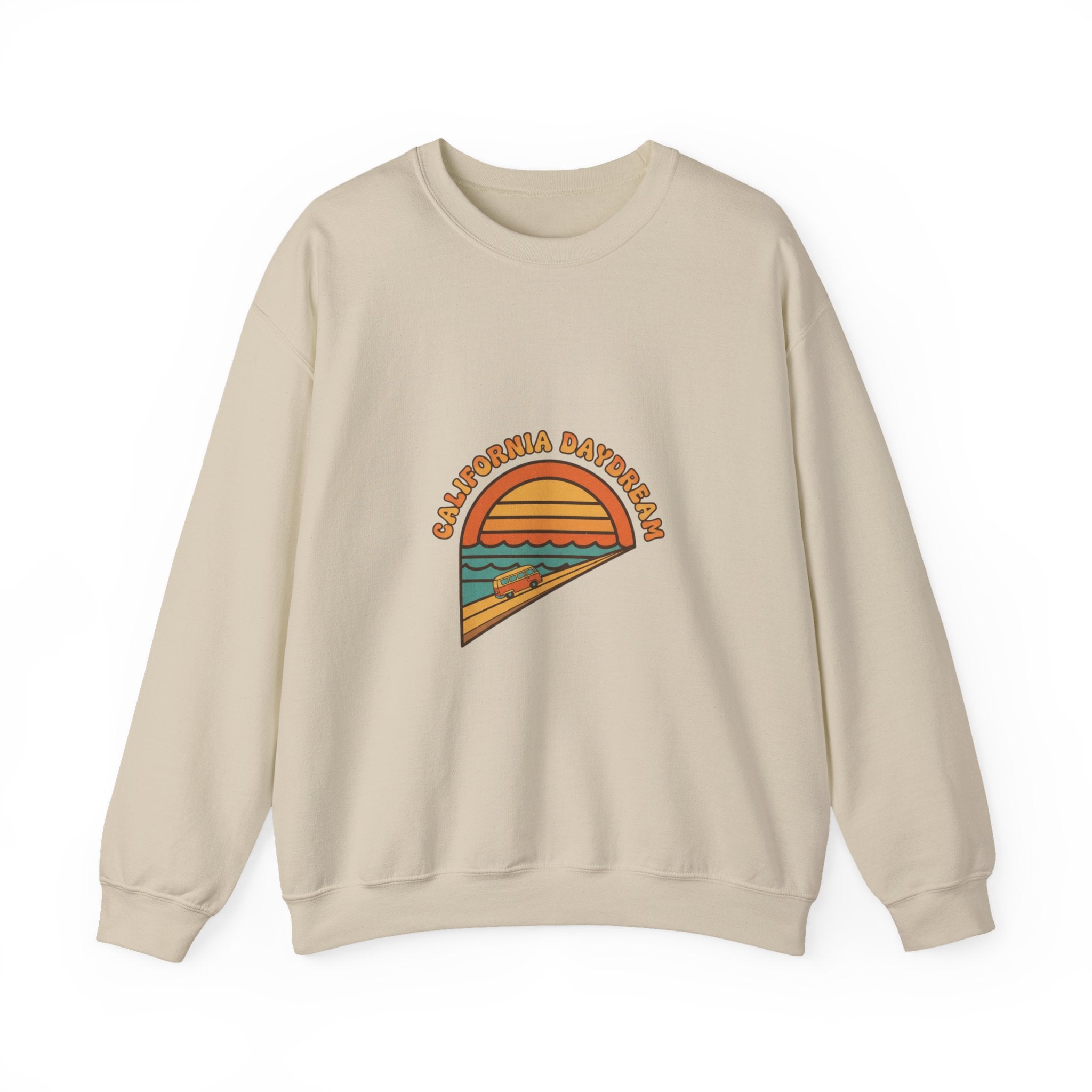 California Beach Sunset Crewneck, 70s Sunset Shirt | Retro Surf Graphic