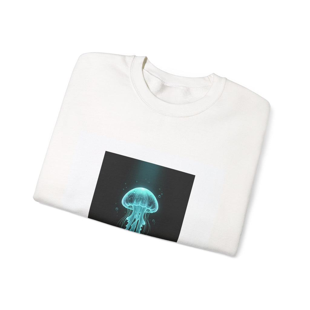 Bioluminescent Jellyfish Crewneck Sweatshirt | neon jelly print, deep-sea aesthetic