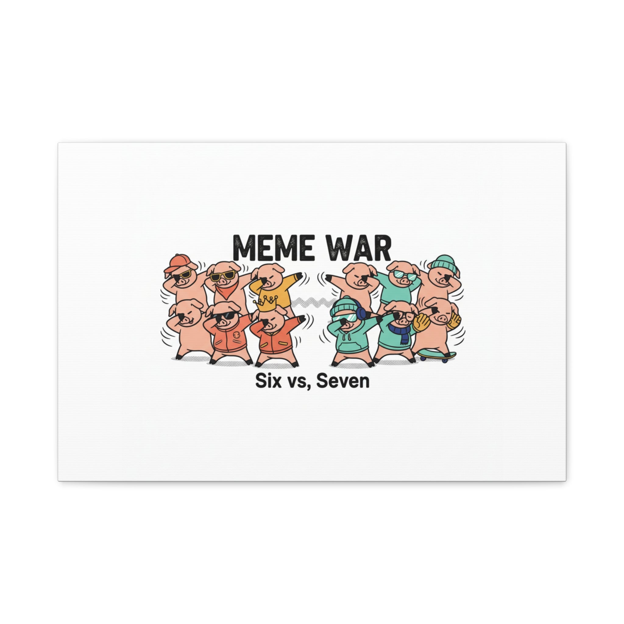Meme War: Six vs. Seven Canvas Wall Art