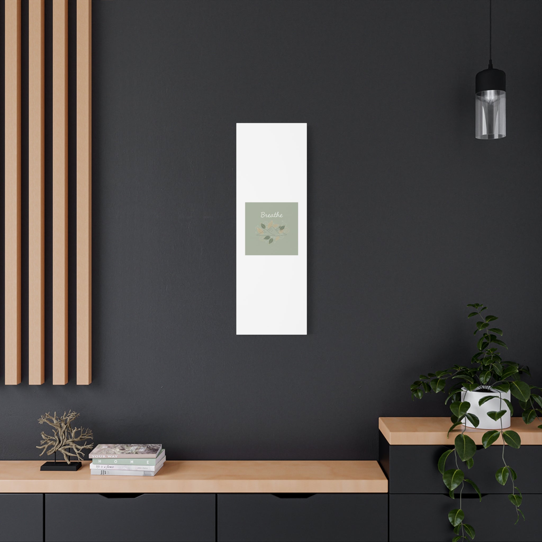 Breathe Mountain Line Canvas | Nature Symbols, Minimal Forest Wall Art