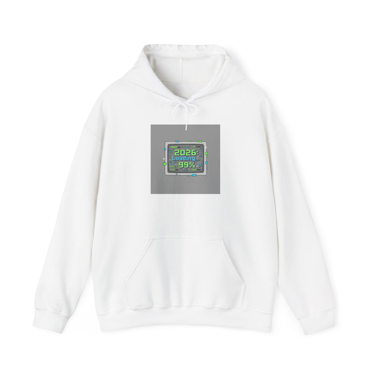 2026 Loading 99% Hoodie | NYE countdown graphic, retro system UI
