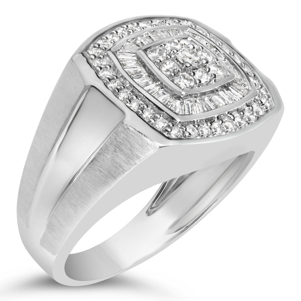 14K White Gold Men's Diamond Band Ring (1 cttw, H-I Color, SI1-SI2 Clarity)