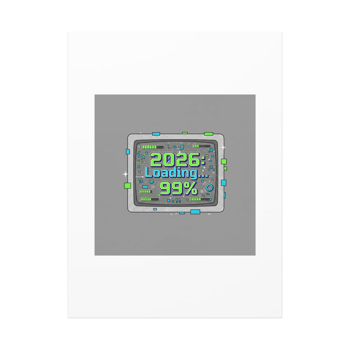 2026 Loading 99% Canvas | NYE countdown, retro system interface