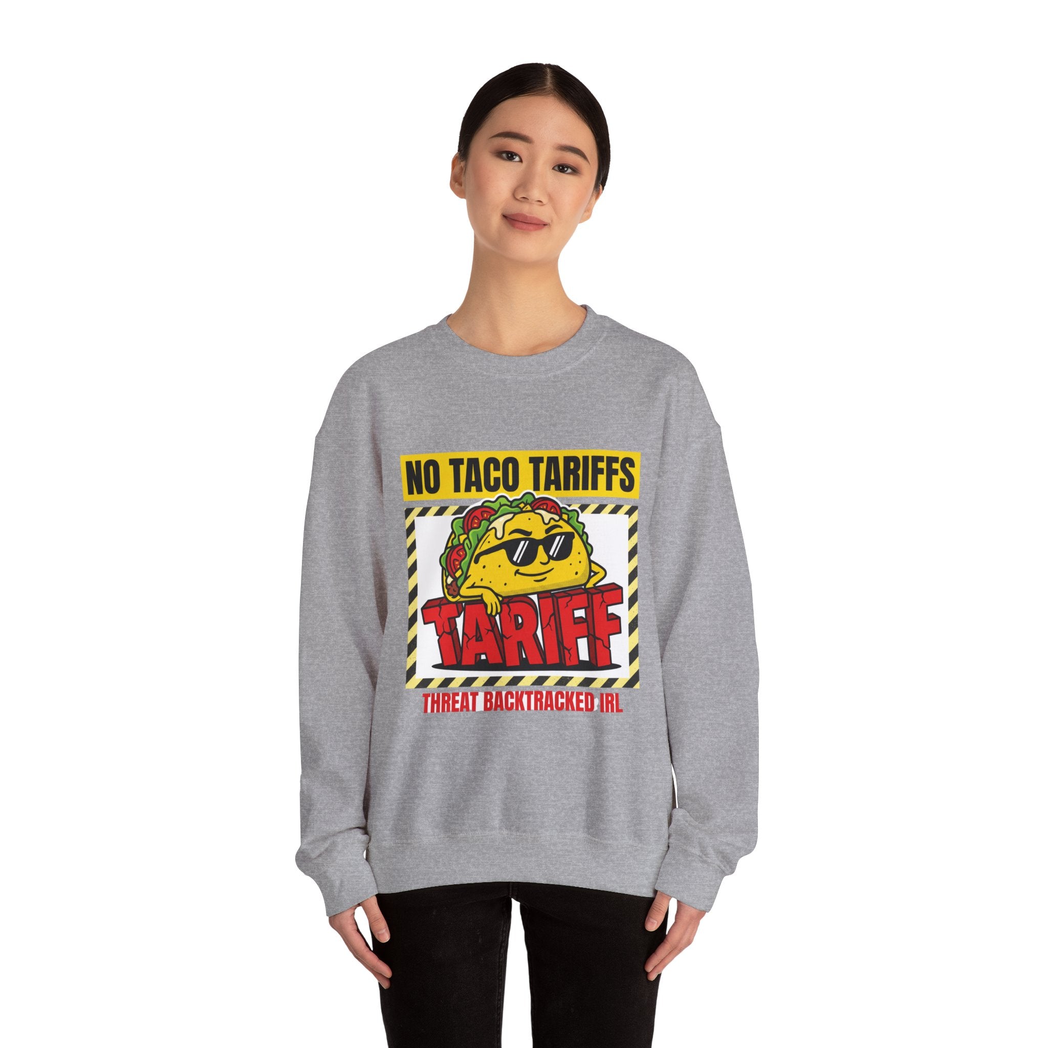 No Taco Tariffs Crewneck Sweatshirt | political taco pun, protest typography