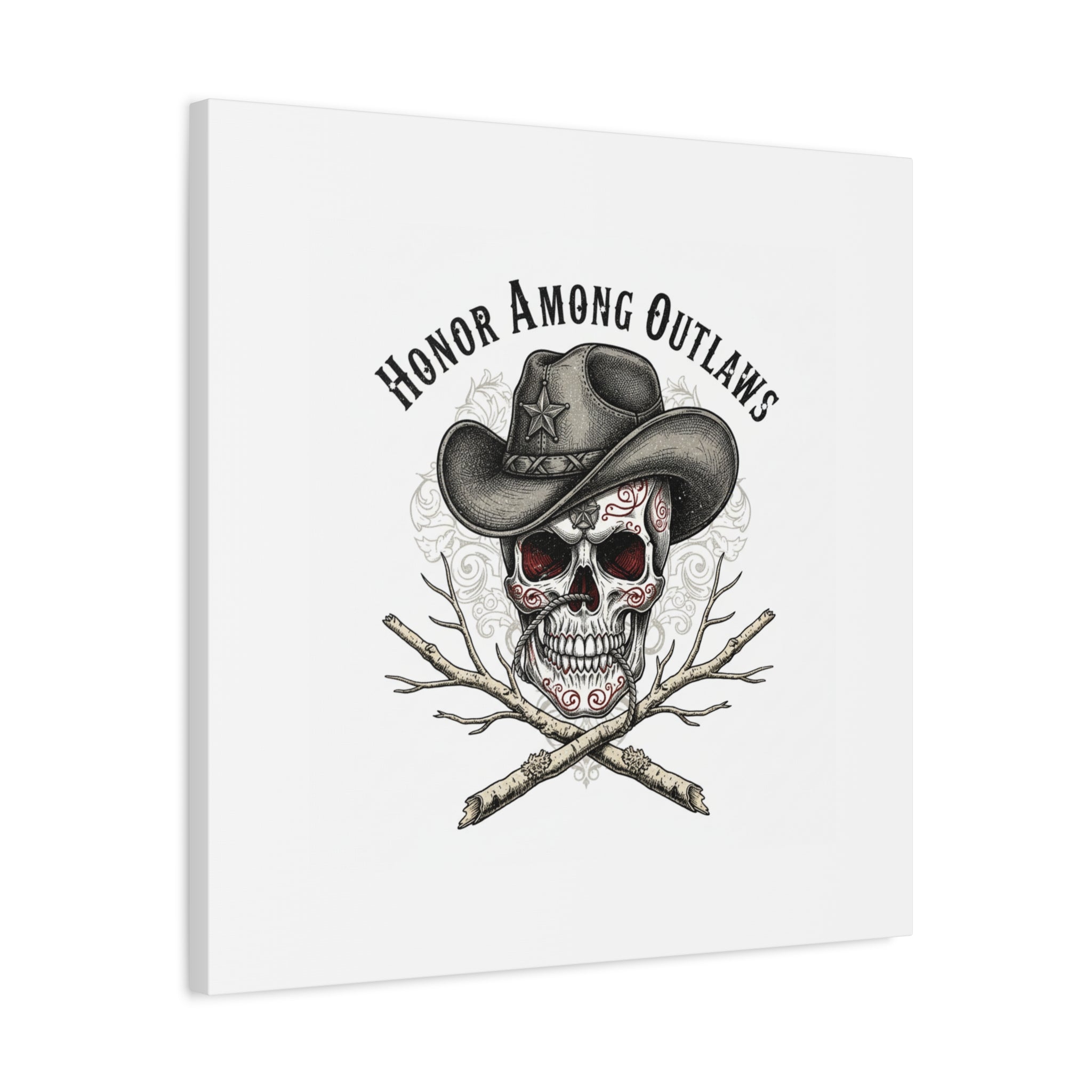 Honor Among Outlaws Canvas | Western Skull Art, Gothic Americana Desert Noir