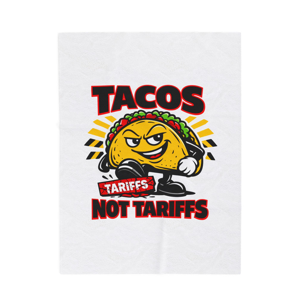 Tacos Not Tariffs Blanket | taco pun, protest typography