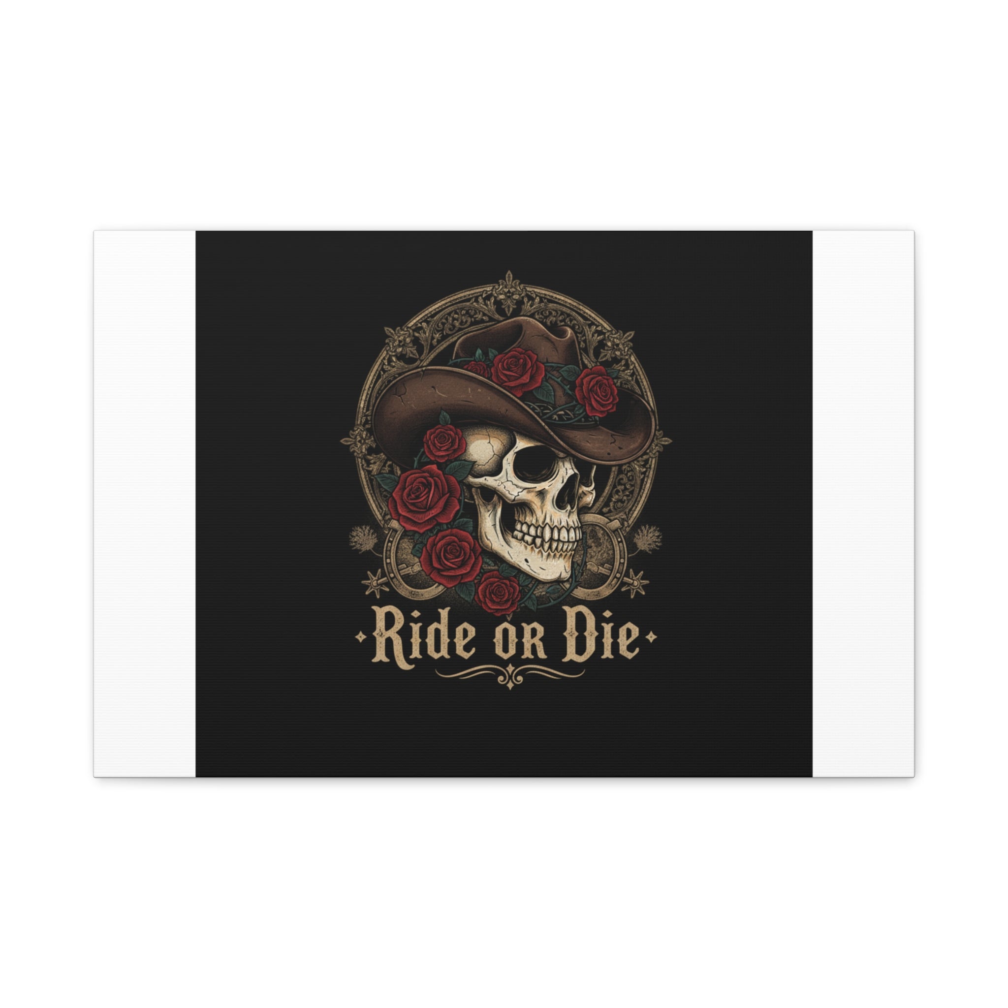 Ride or Die Skull Canvas | Western Skull Art, Gothic Americana
