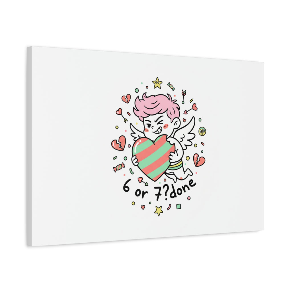 Weird Cupid heart illustration Canvas | Weird Valentine, quirky chaotic love