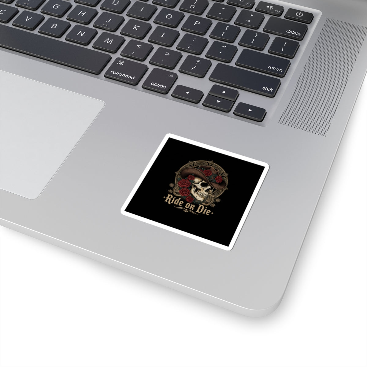 Western skull art Kiss-Cut Sticker | gothic Americana, desert noir