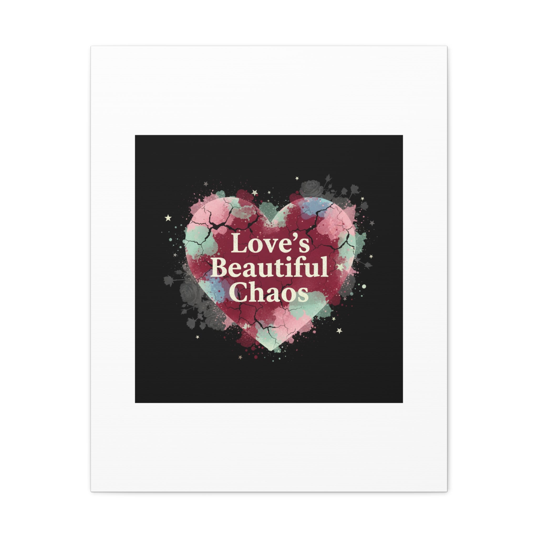 Love's Beautiful Chaos Canvas Print | Soft Grunge Hearts, Distressed Heart Art
