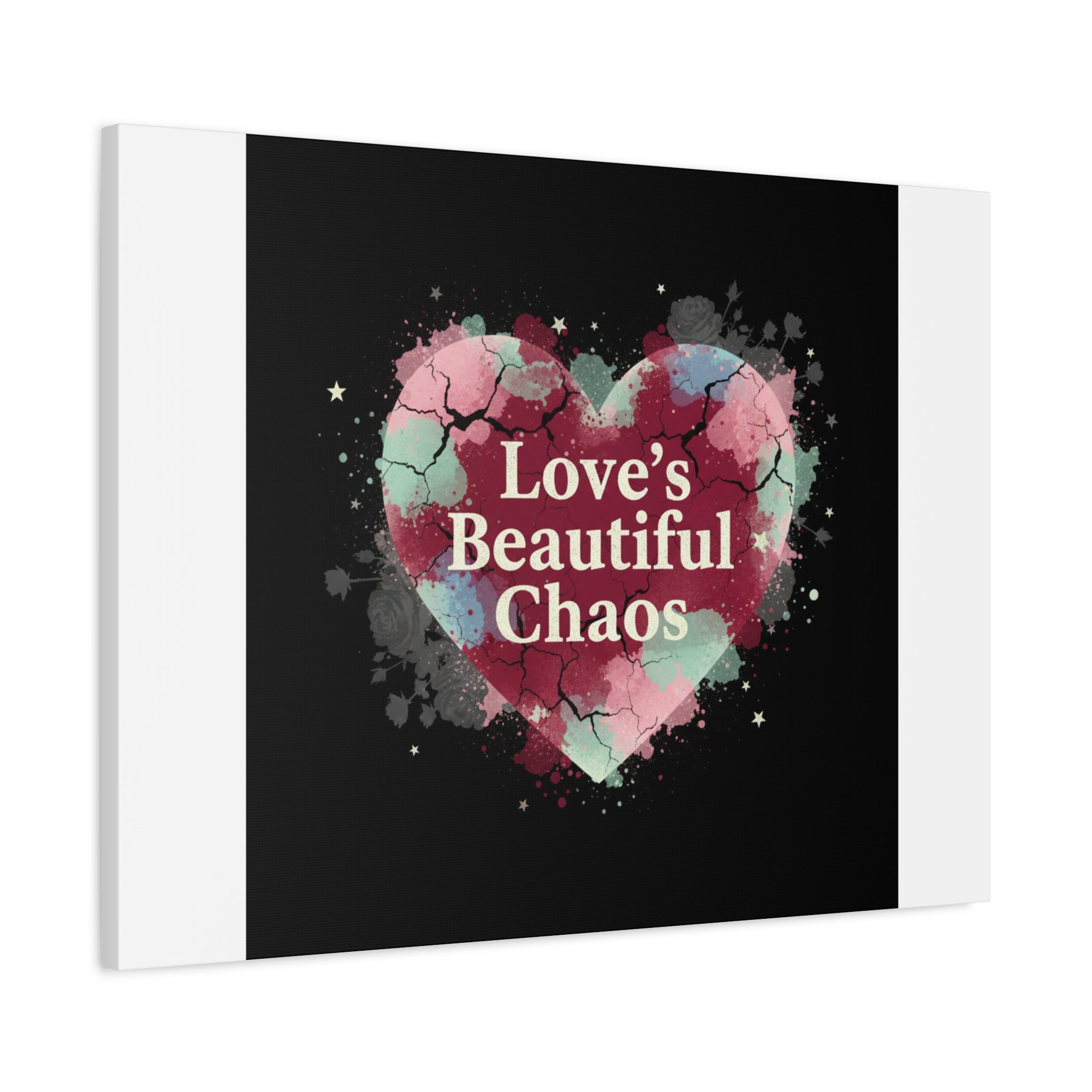 Love's Beautiful Chaos Canvas Print | Soft Grunge Hearts, Distressed Heart Art