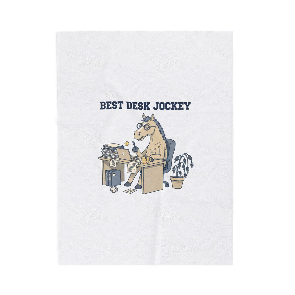 Best Desk Jockey Velveteen Blanket | Workhorse Office Humor, Collegiate Sketch