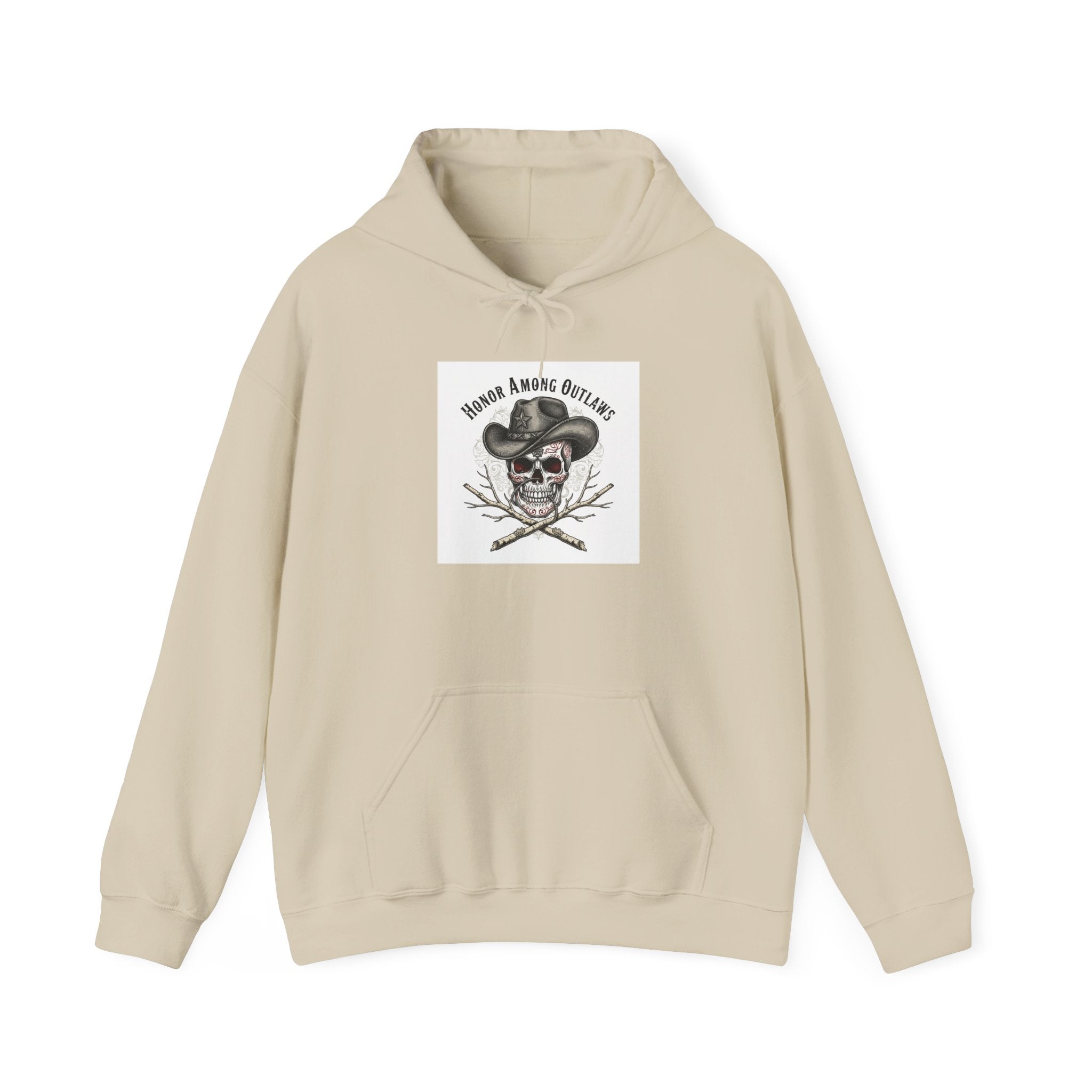 Western Skull Art Hoodie | gothic Americana, desert noir design