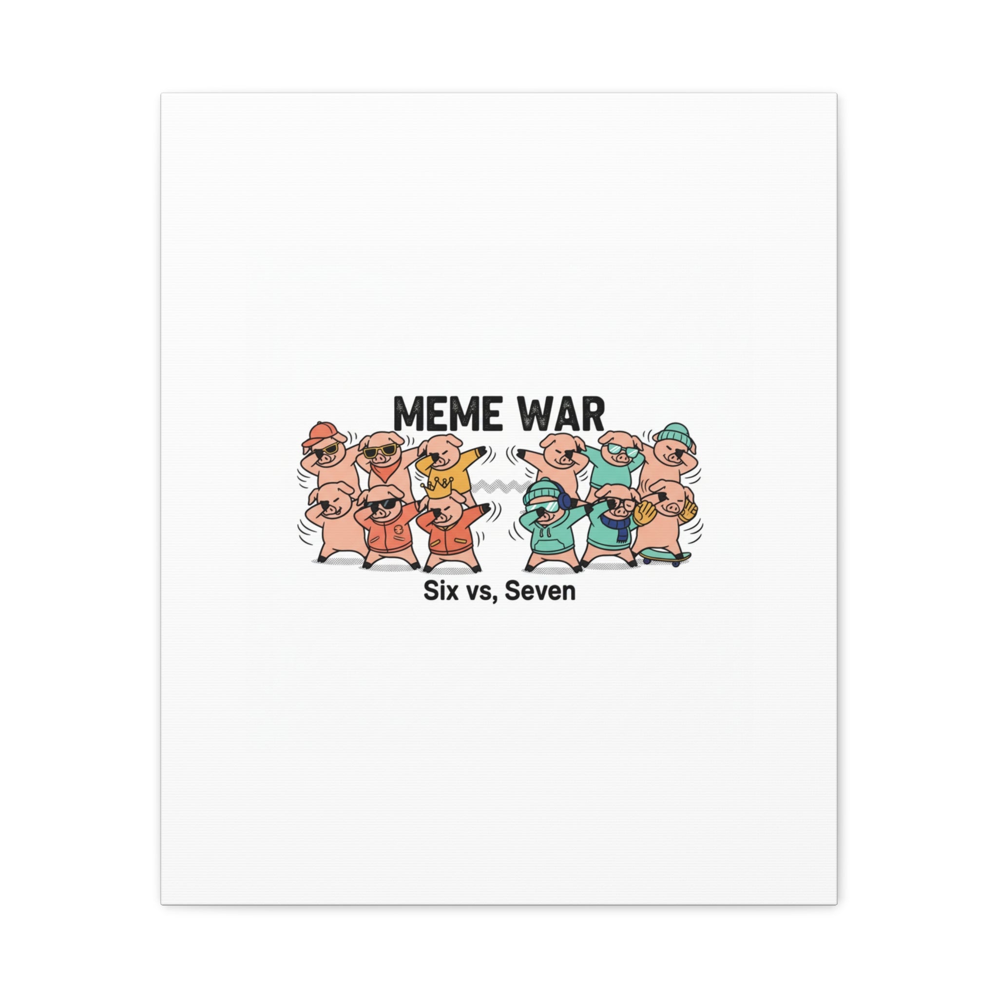 Meme War: Six vs. Seven Canvas Wall Art