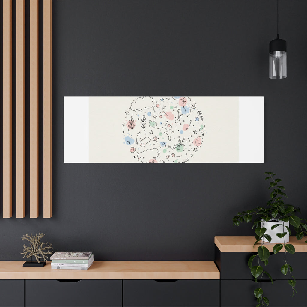 Doodle Circle Line Drawing Matte Canvas, Hand-Drawn Sketch Art