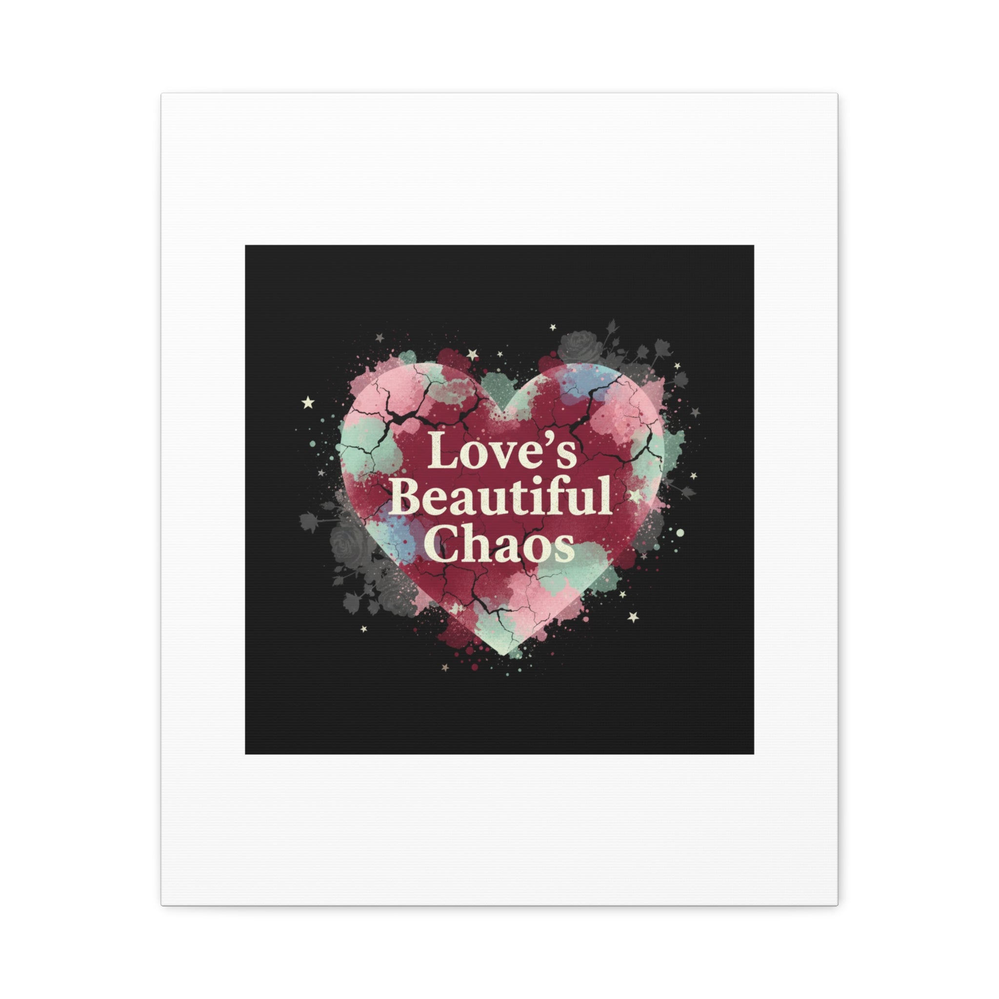 Love's Beautiful Chaos Canvas Print | Soft Grunge Hearts, Distressed Heart Art