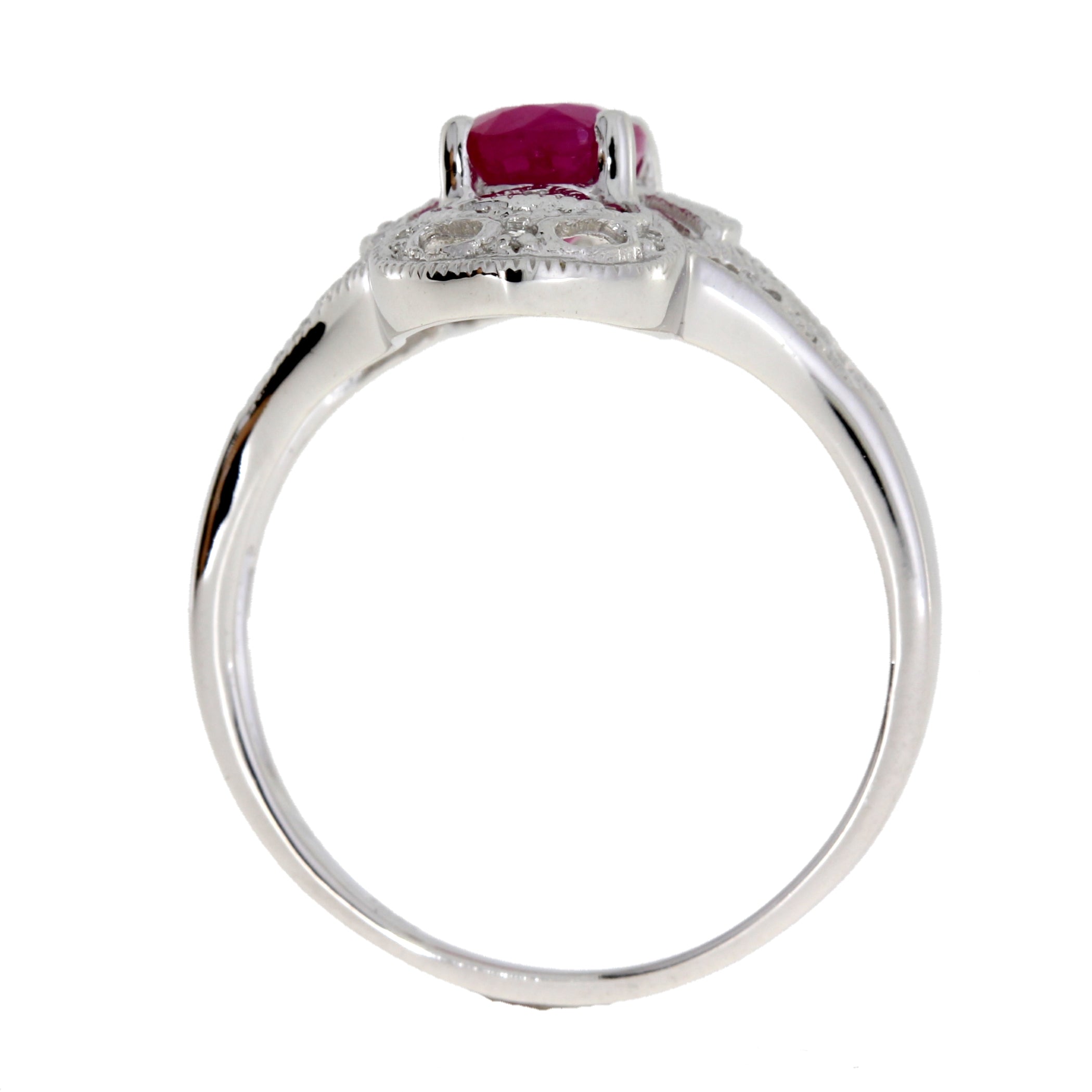 Natural 1.05ct Ruby Diamond Ring 10KT White Gold
