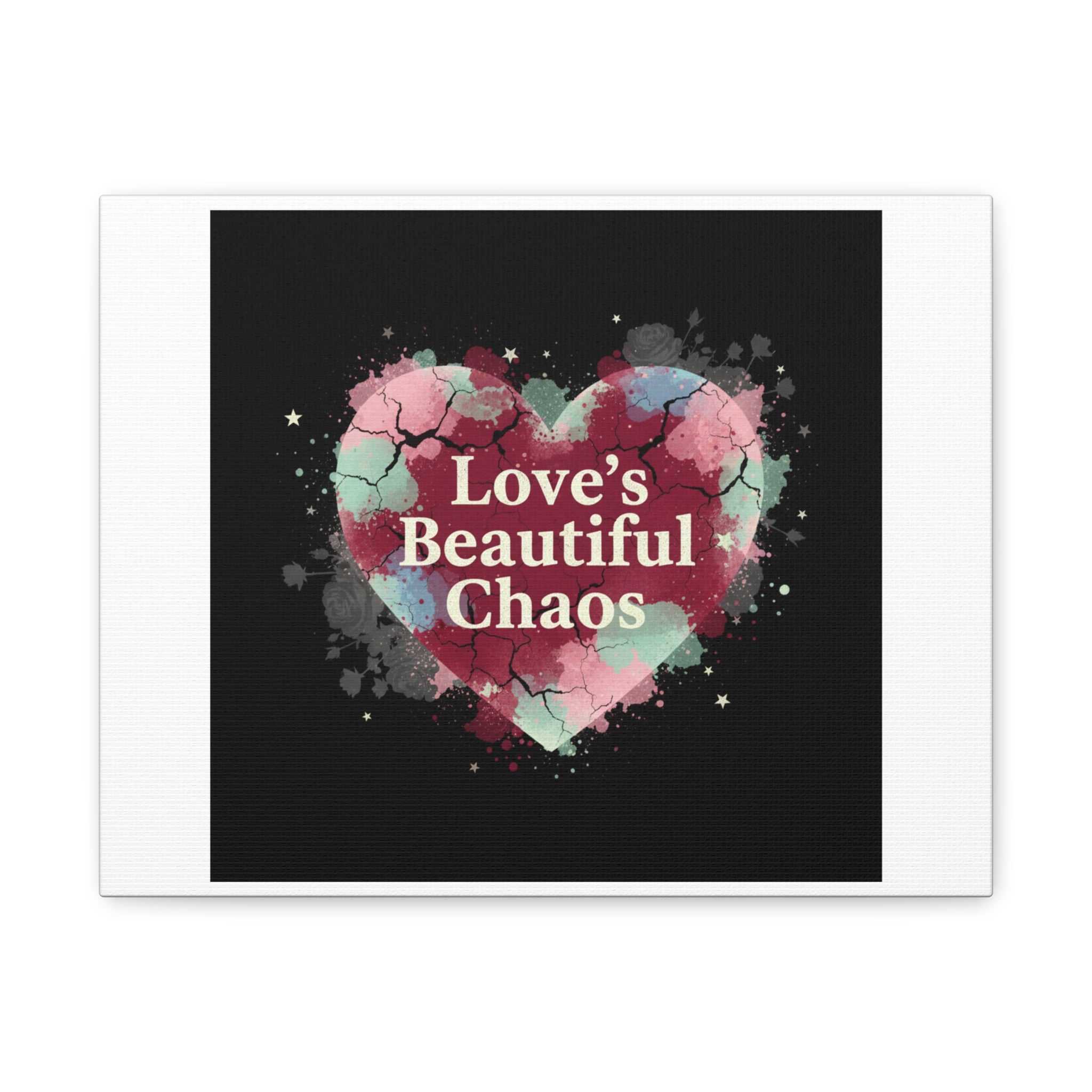 Love's Beautiful Chaos Canvas Print | Soft Grunge Hearts, Distressed Heart Art