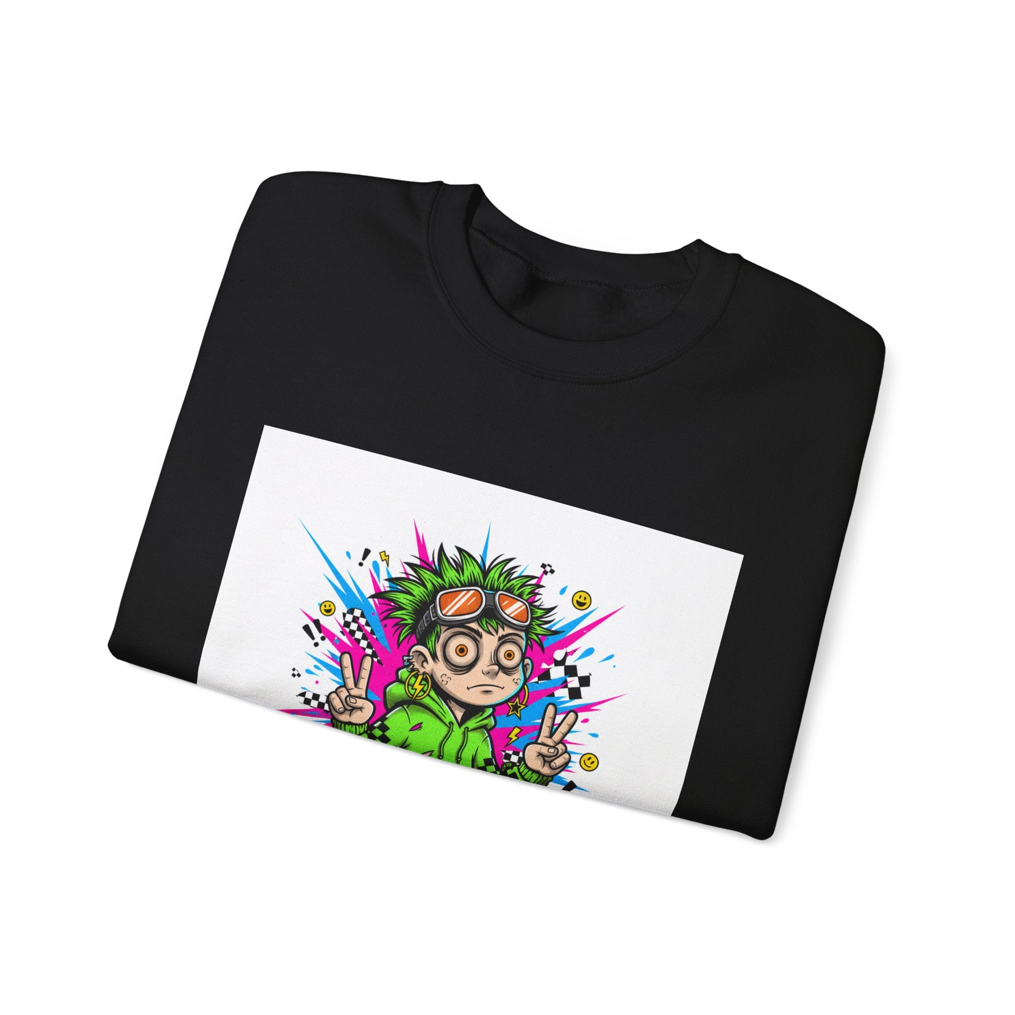 Crash Out With a Smile Sweatshirt | neon graffiti, meltdown streetwear