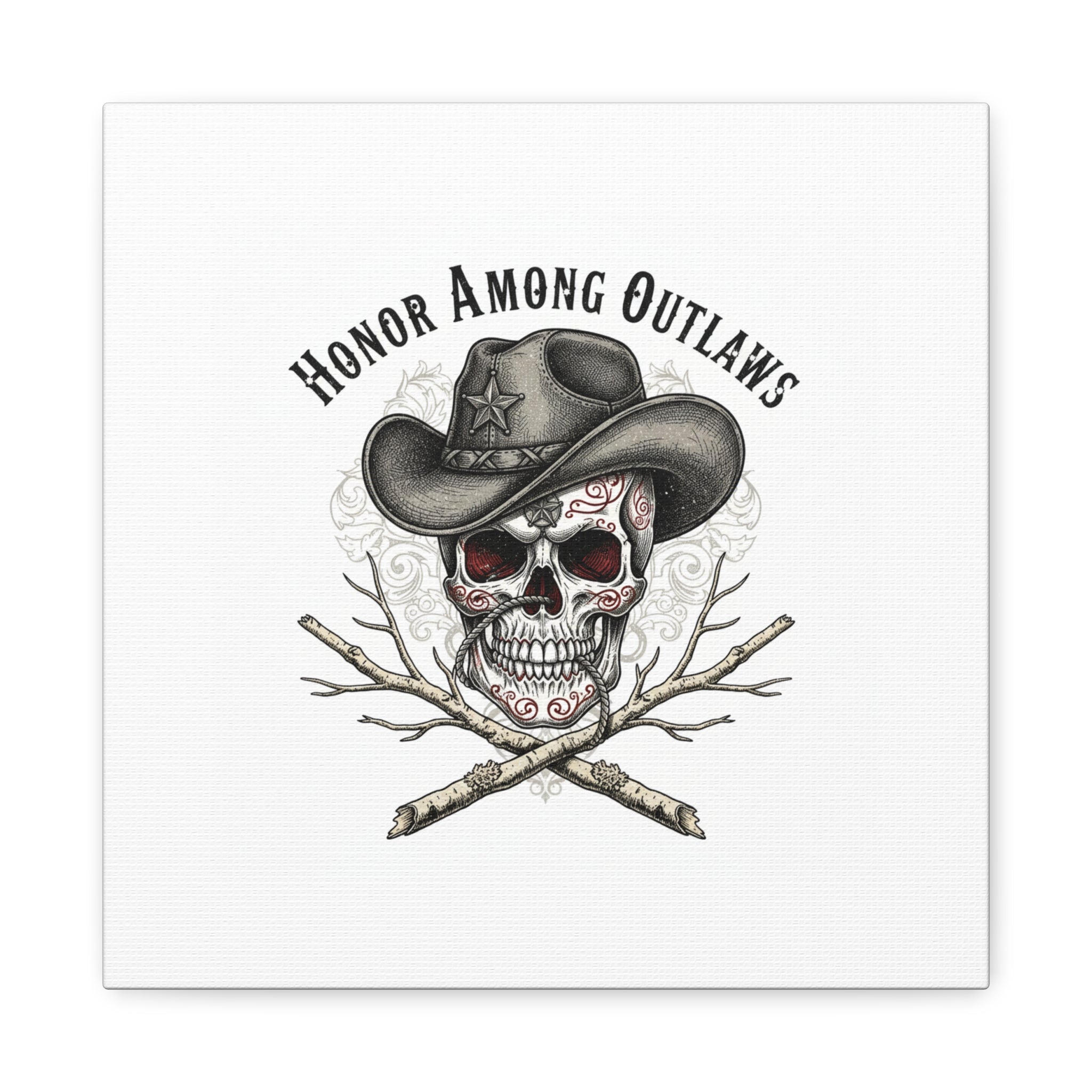 Honor Among Outlaws Canvas | Western Skull Art, Gothic Americana Desert Noir