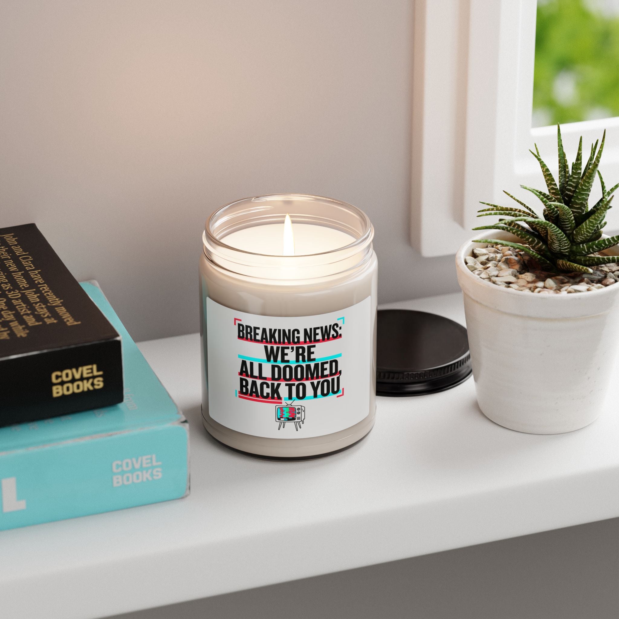 Breaking News: We're All Doomed Candle | Political Satire, Dark Humor Soy