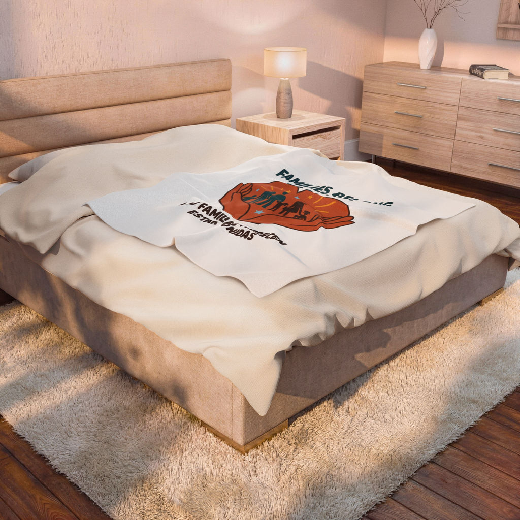 Families Belong Together Velveteen Blanket | family unity, bilingual solidarity