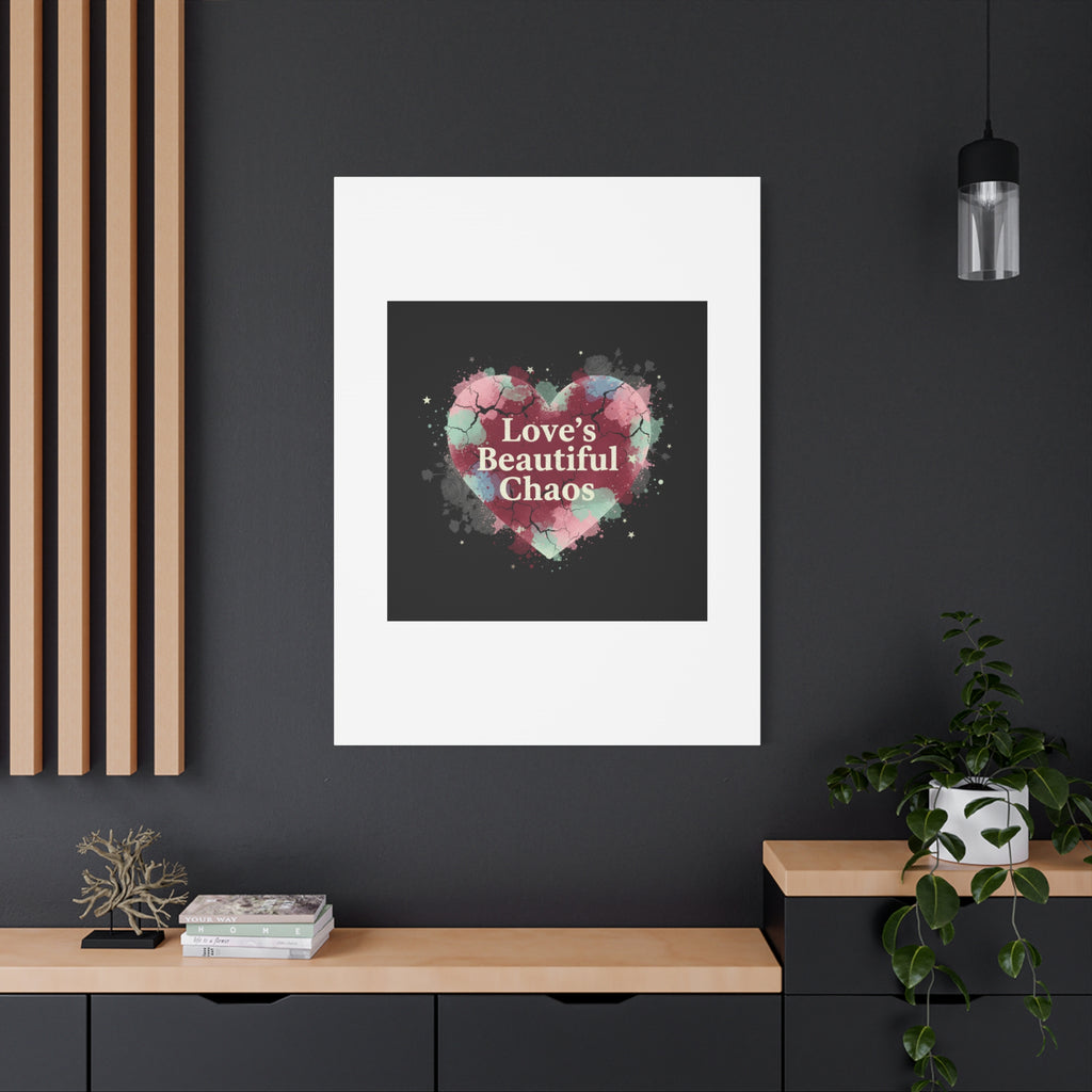 Love's Beautiful Chaos Canvas Print | Soft Grunge Hearts, Distressed Heart Art