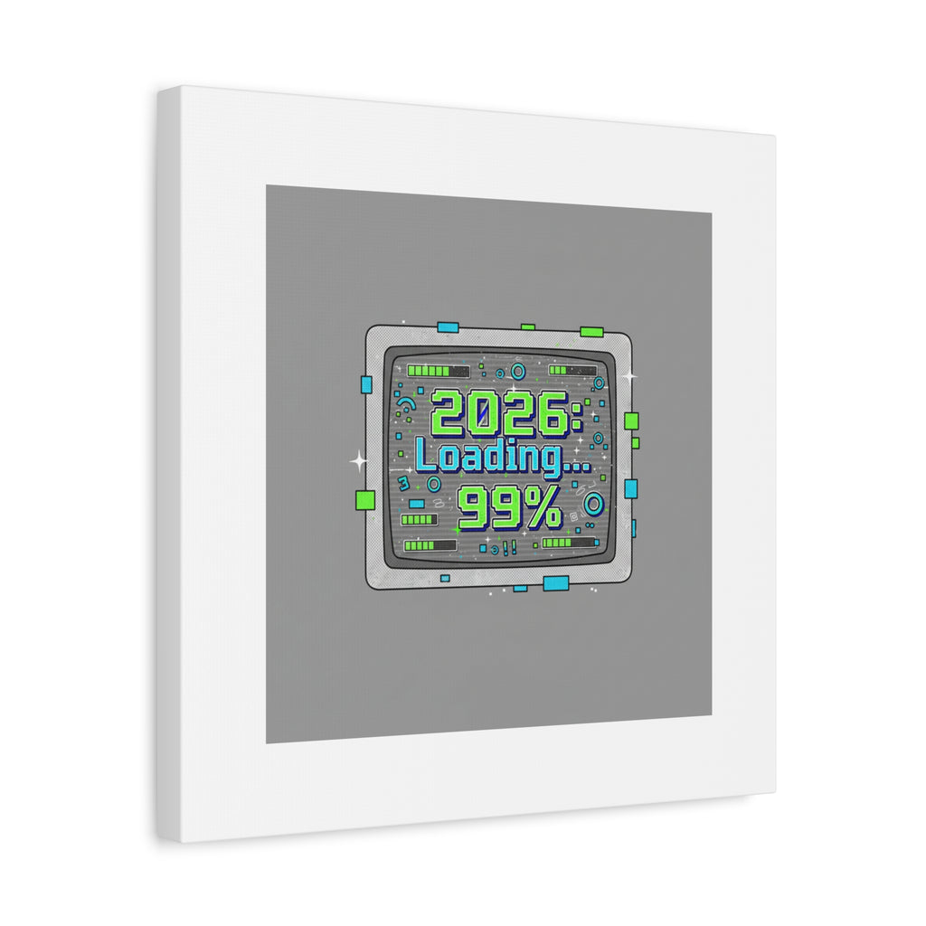 2026 Loading 99% Canvas | NYE countdown, retro system interface