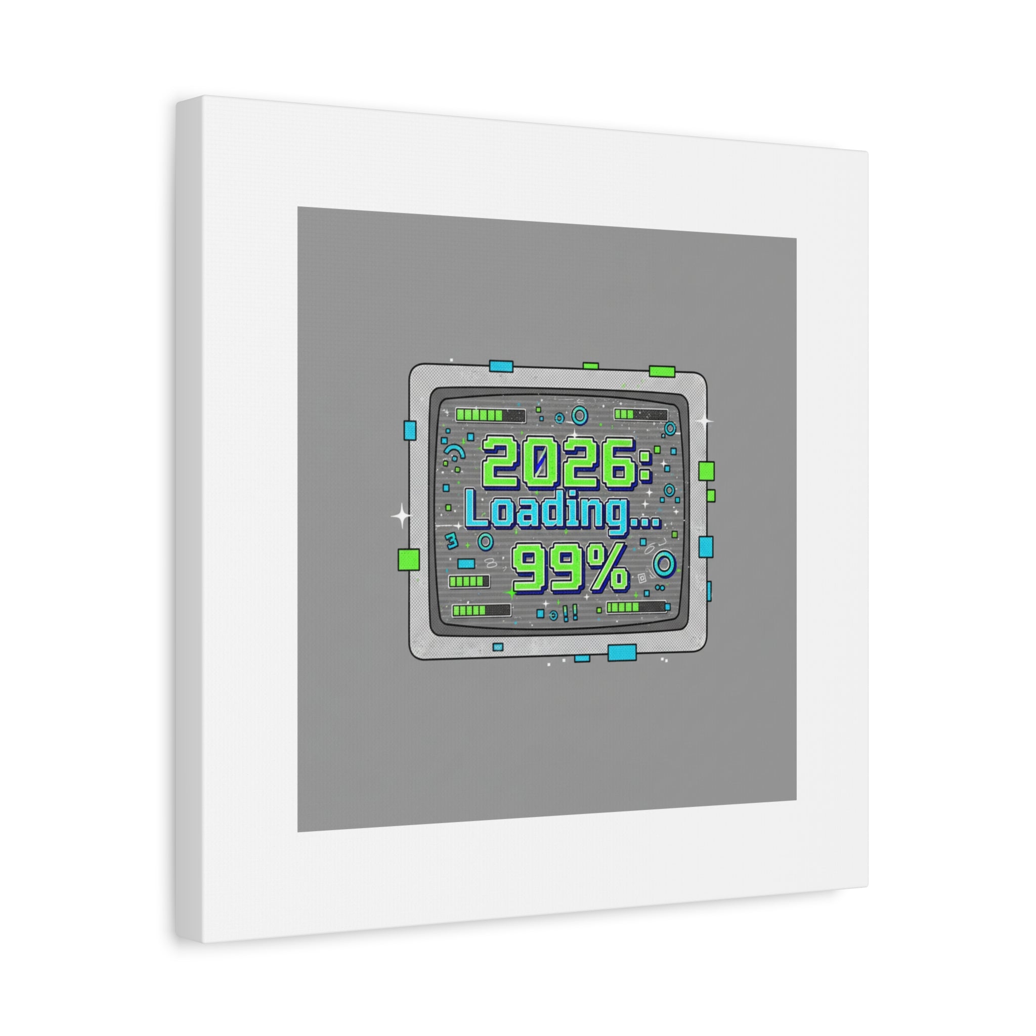 2026 Loading 99% Canvas | NYE countdown, retro system interface
