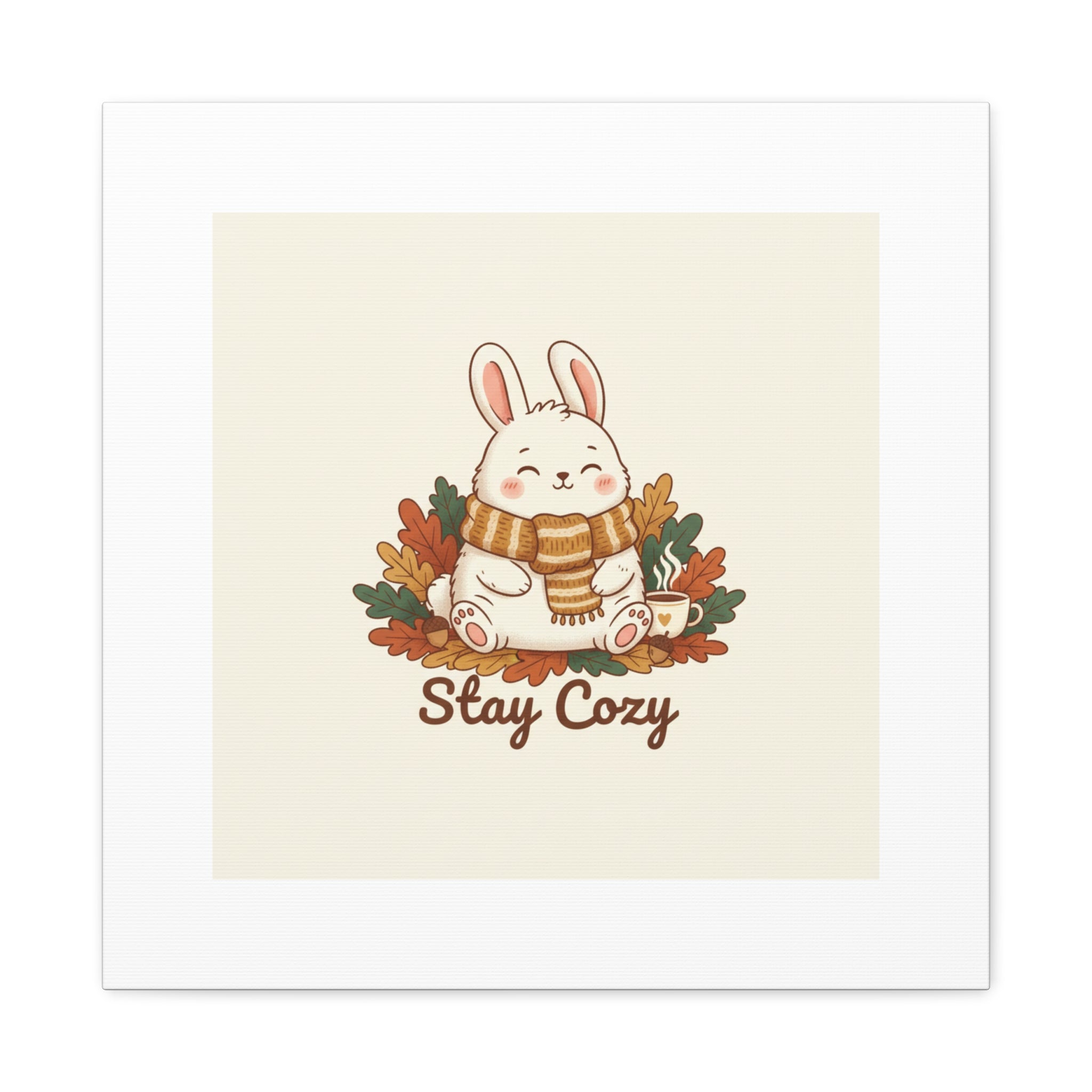 Cozy Bunny Illustration Canvas | Cute Critter Winter Forest Art