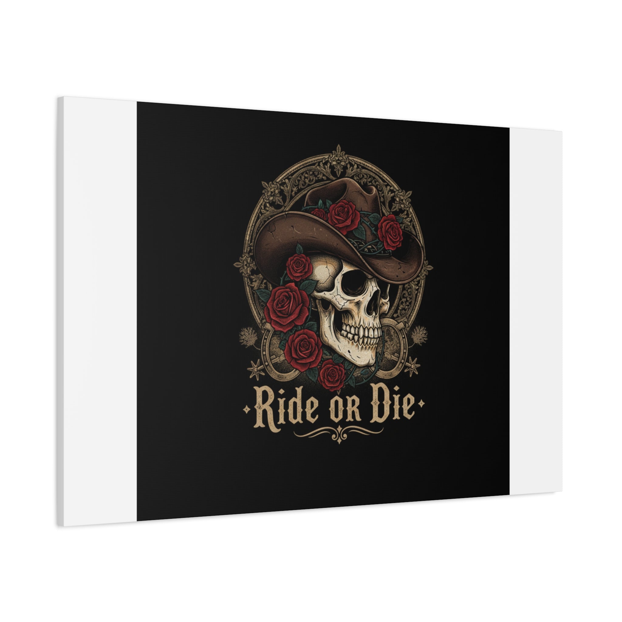 Ride or Die Skull Canvas | Western Skull Art, Gothic Americana