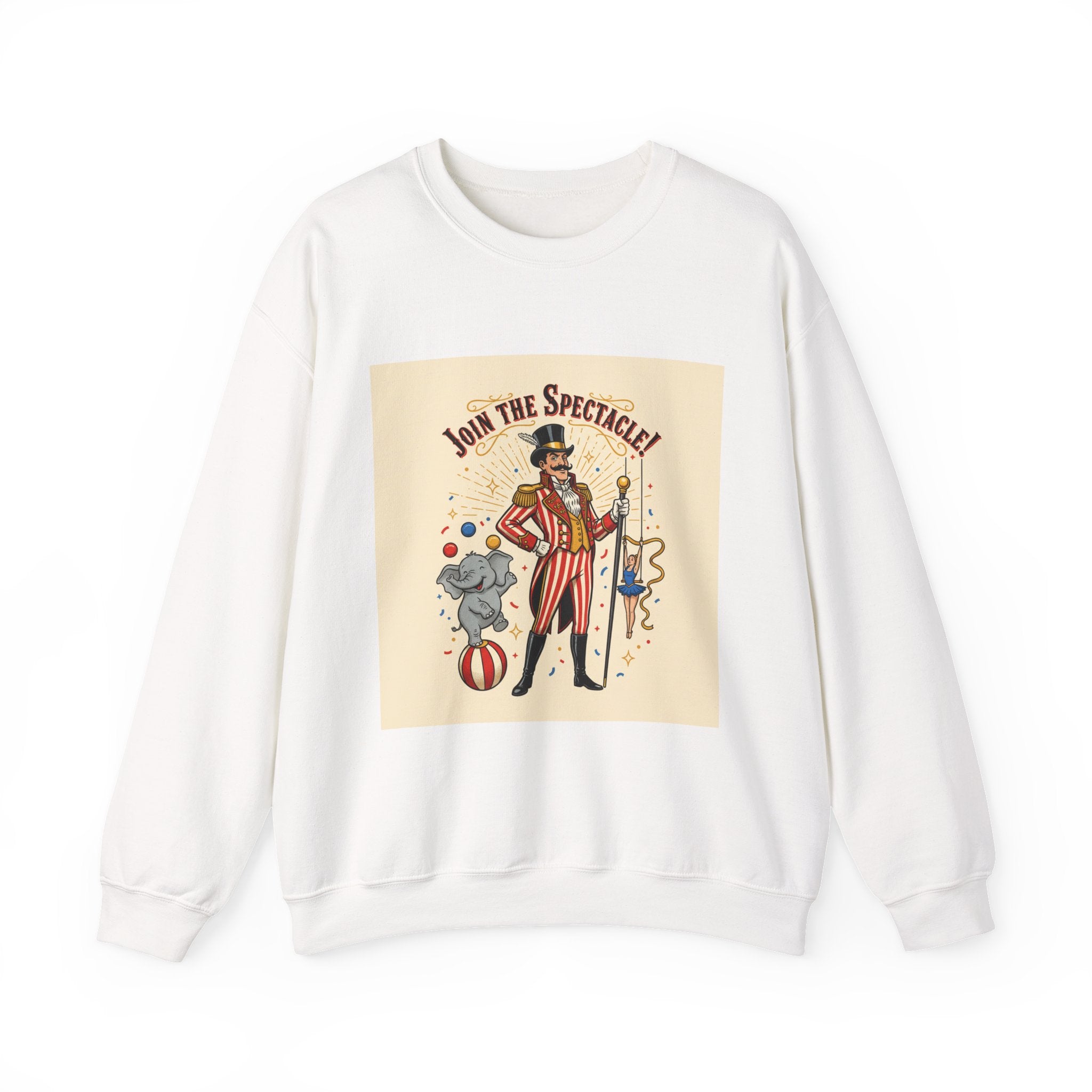 Join the Spectacle Circus Art Print Crewneck Sweatshirt | Vintage Carnival Design, Camp Circus Aesthetic
