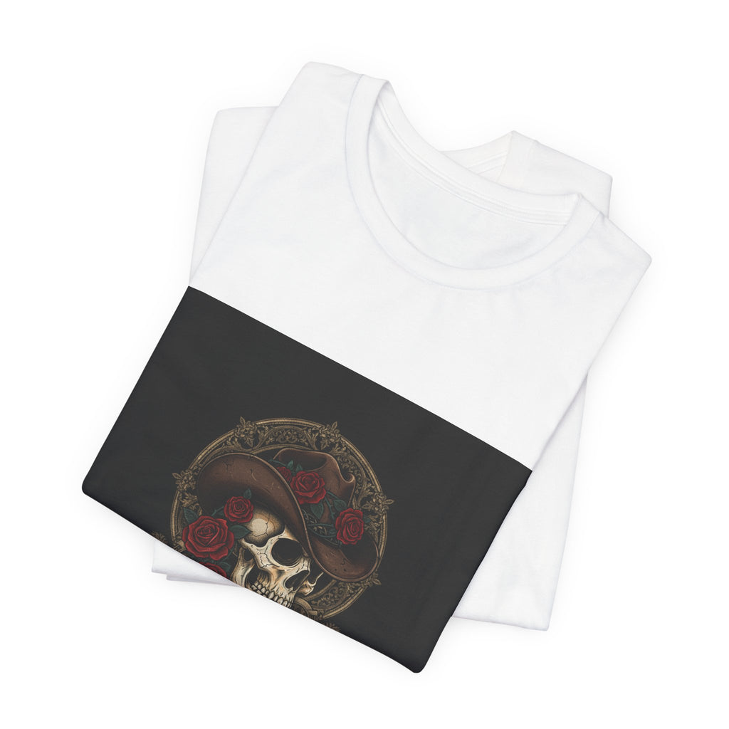 Ride or Die Skull Cowboy Tee | western skull art, gothic Americana