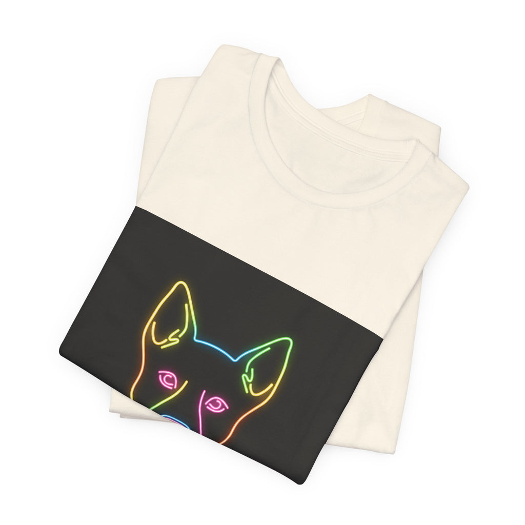 Neon Dog Face Tee — "Woof" Graphic T-Shirt