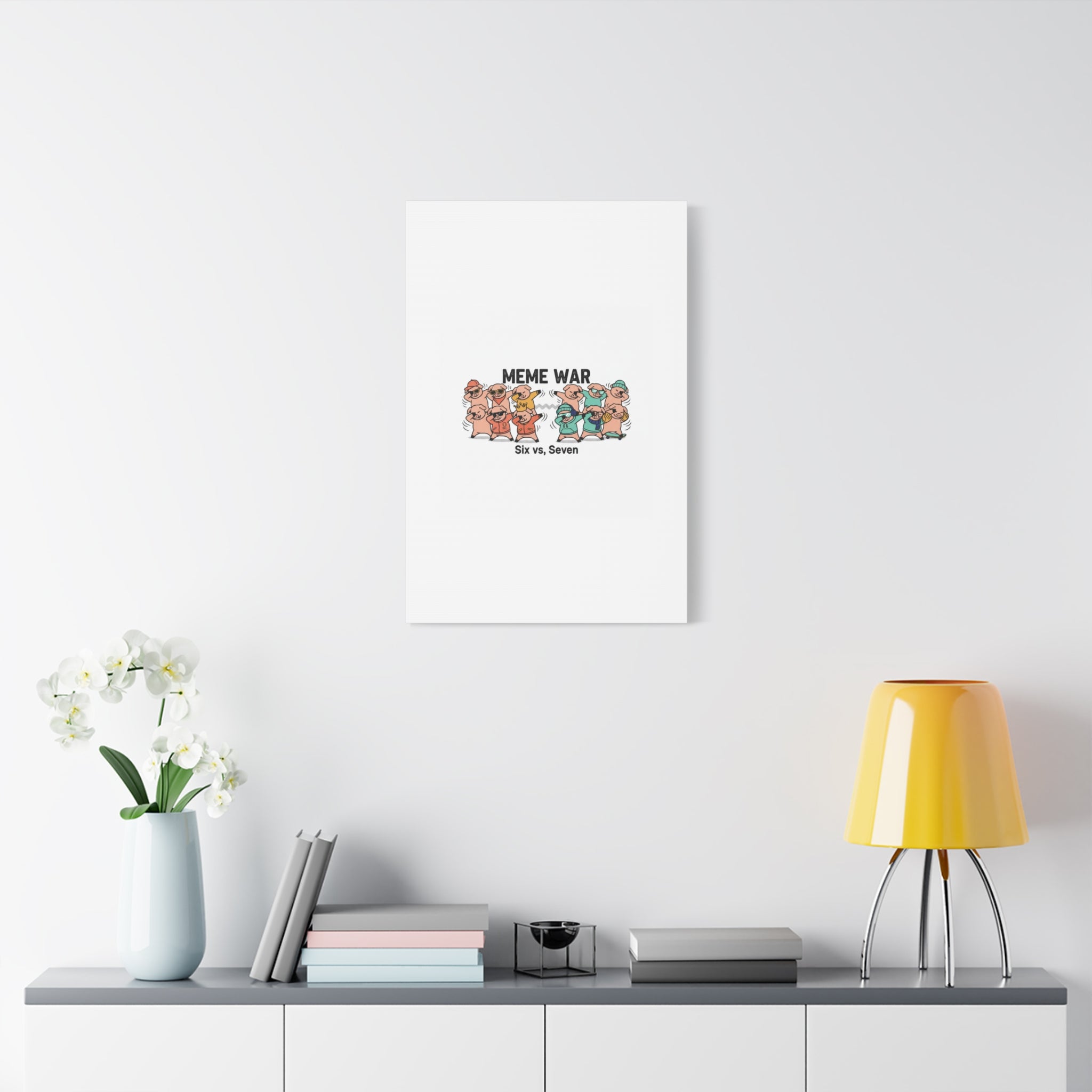 Meme War: Six vs. Seven Canvas Wall Art
