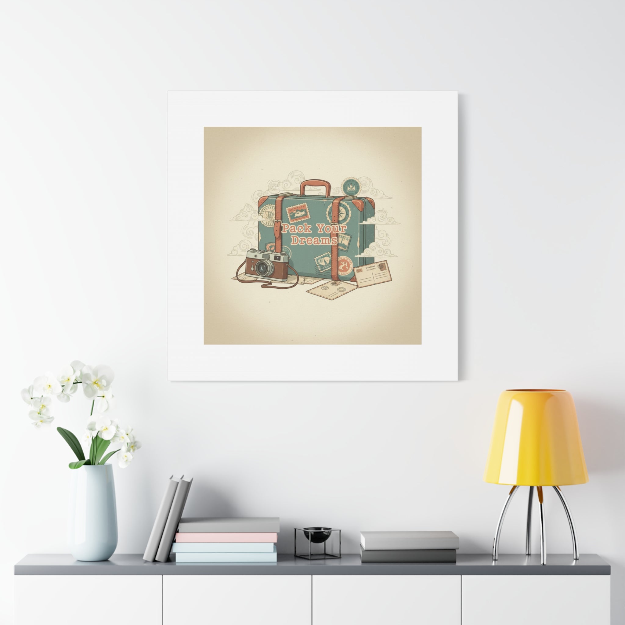 Pack Your Dreams Canvas | Retro Travel Postcard, Wanderlust Passport Stamp Art