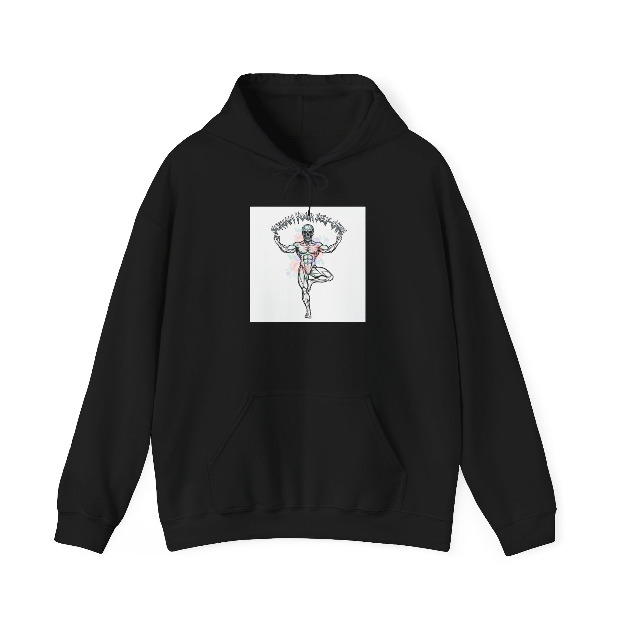 Loud Self-Care Metal Font Hoodie | gothic wellness quote, edgy self-care merch