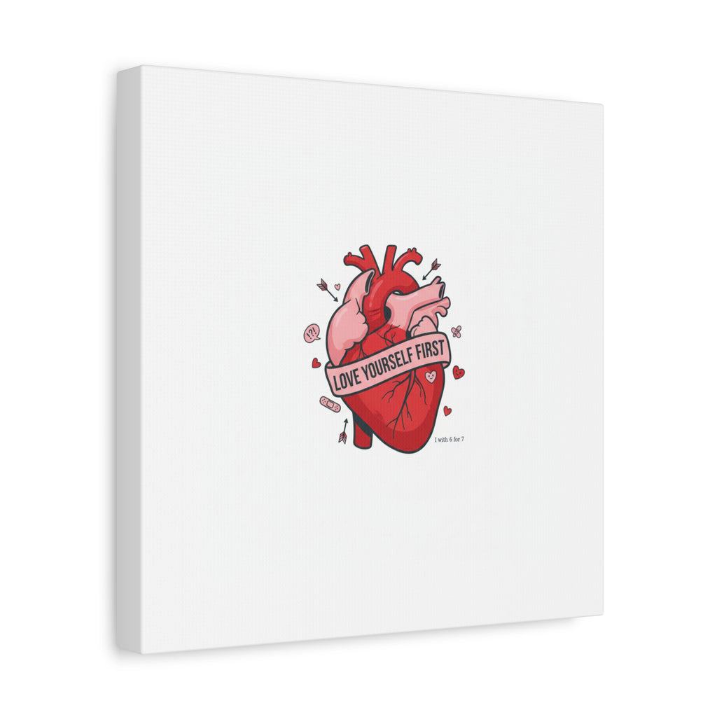 Love Yourself First Canvas, Hearts-with-a-Twist, Anti-Valentine Art