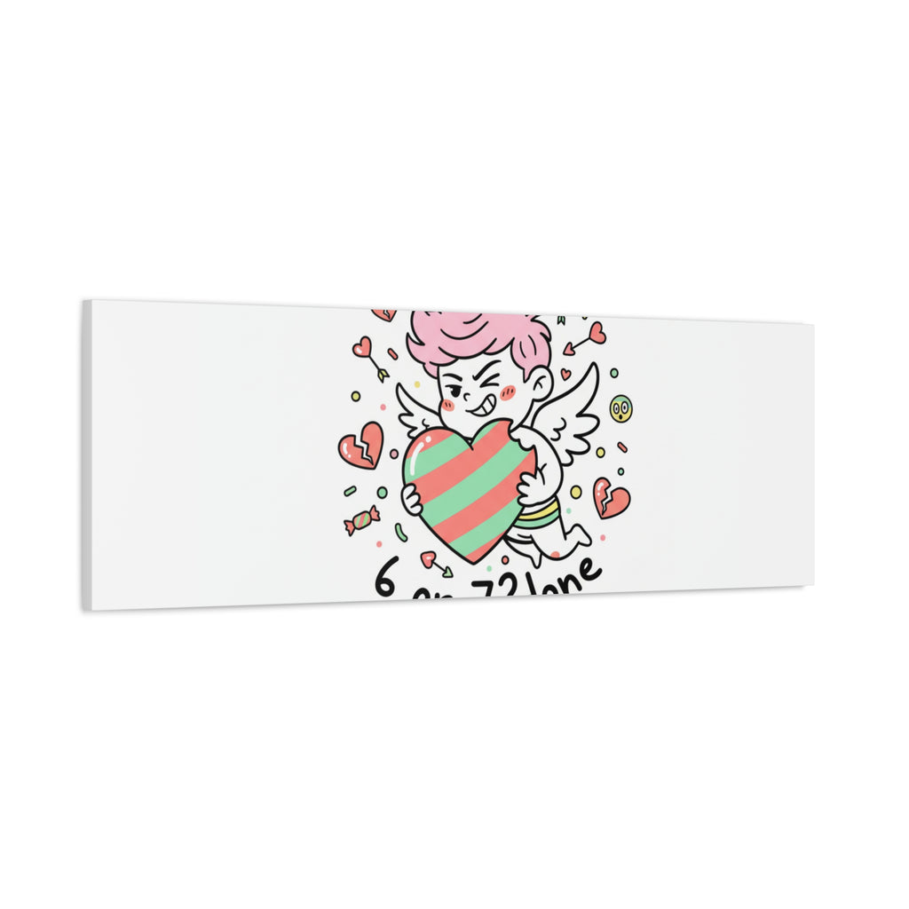 Weird Cupid heart illustration Canvas | Weird Valentine, quirky chaotic love