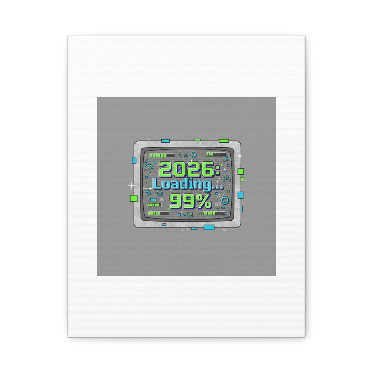 2026 Loading 99% Canvas | NYE countdown, retro system interface