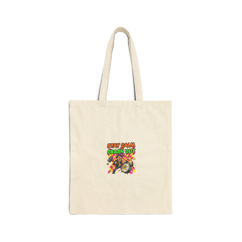Crash Out warning graphic Tote | neon skatepunk meltdown design