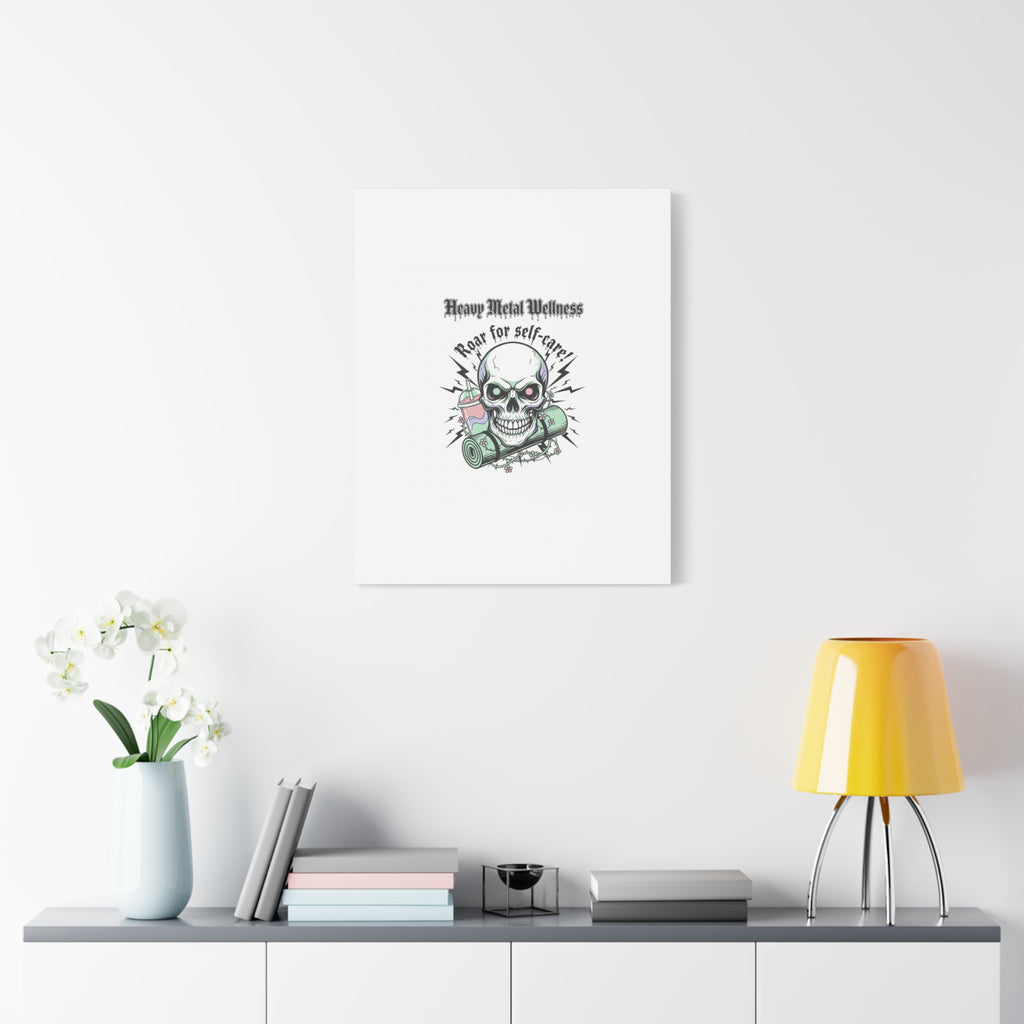 Roar for Self-Care Skull Canvas | heavy metal wellness, gothic wellness quote