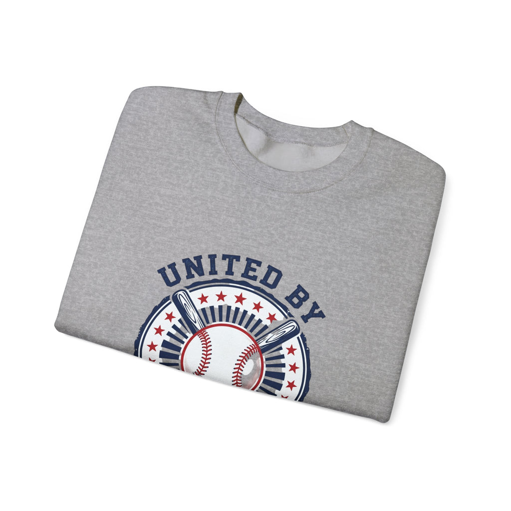 United by Baseball Crewneck Sweatshirt | Patriotic Baseball Graphic, Vintage Red White Blue