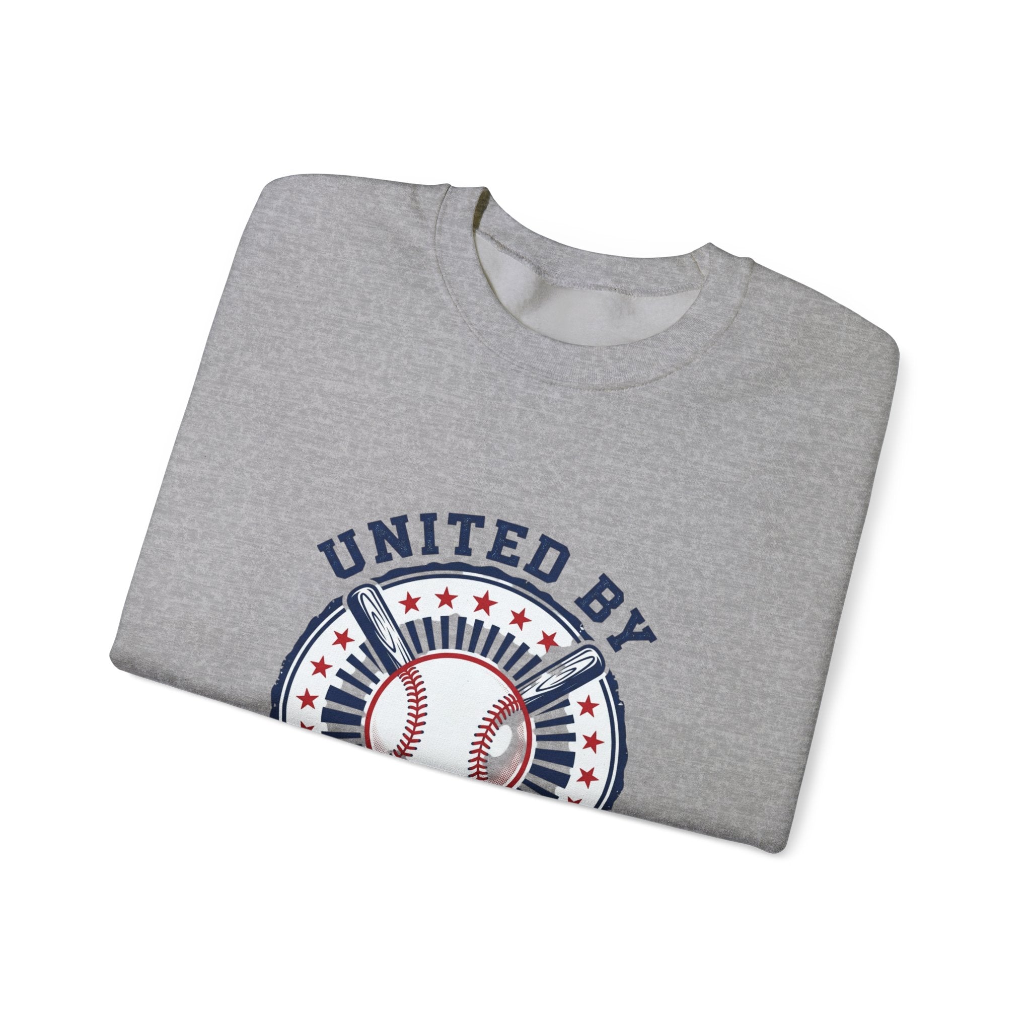 United by Baseball Crewneck Sweatshirt | Patriotic Baseball Graphic, Vintage Red White Blue