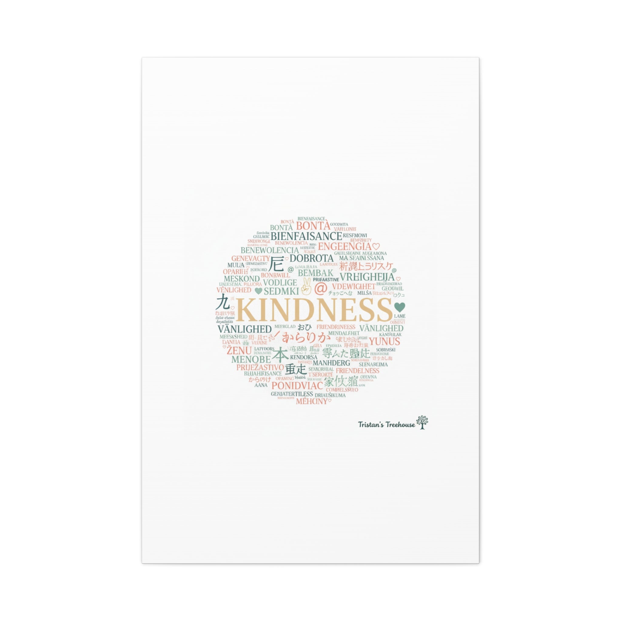 Kindness Word Cloud Canvas | Fresh Start Minimalist Wall Art