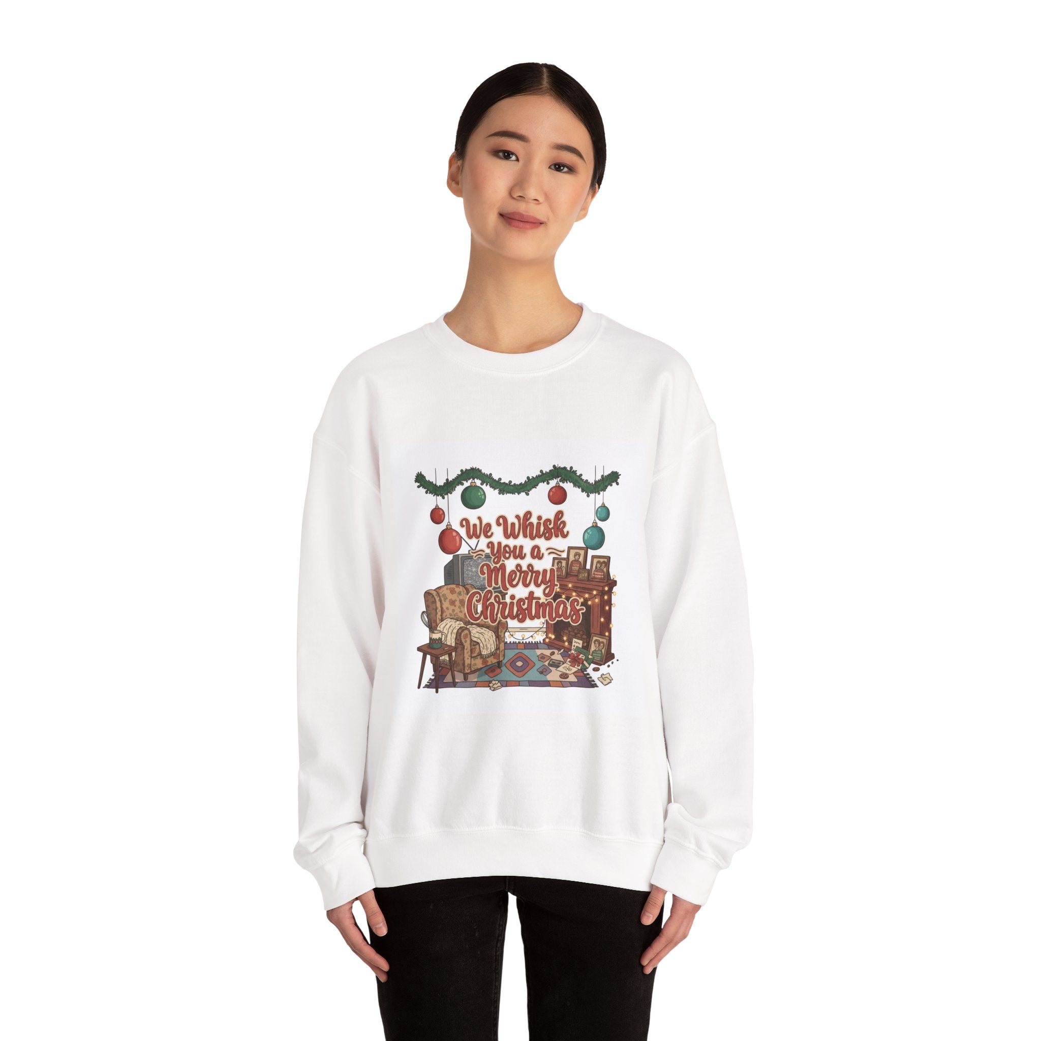 Vintage Holiday Print Crewneck Sweatshirt | Retro Christmas Decor, heirloom ornaments art